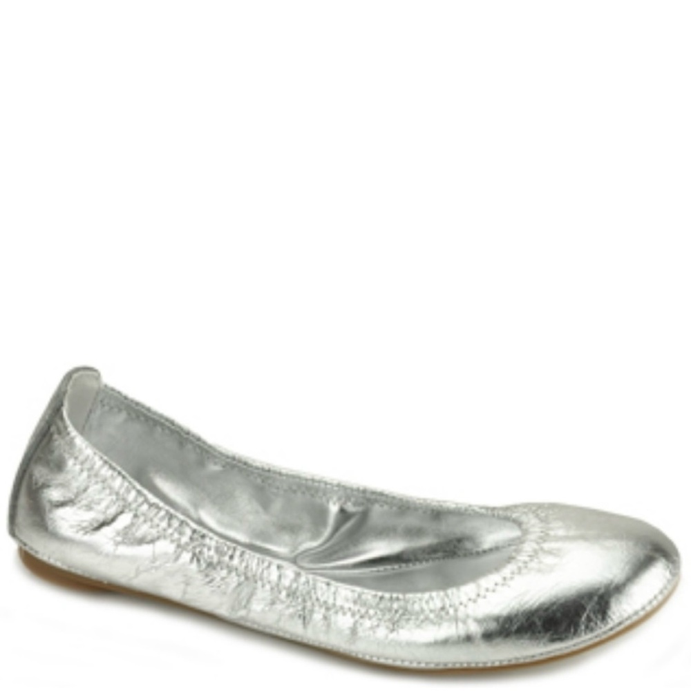 Tory Burch Eddie Silver Leather Flats